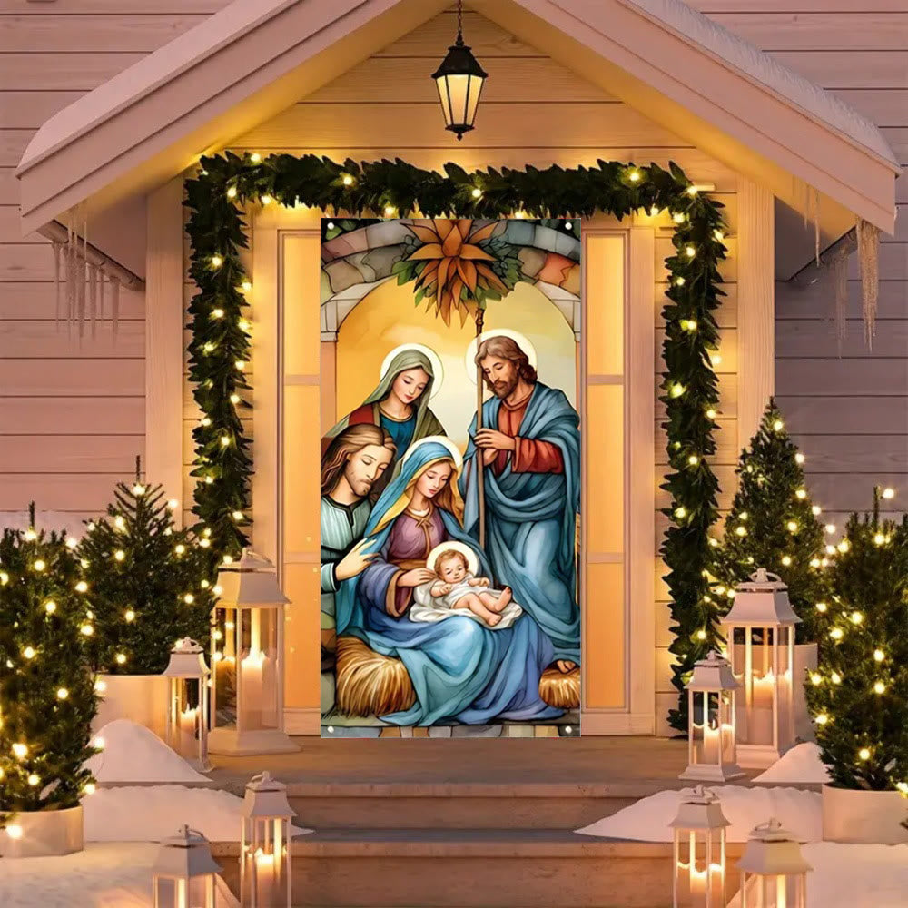 Christianartworkshop Vibrant Sacred Holy Family Door Curtain with Nativity Scene: Share Holiday Faith - image 1