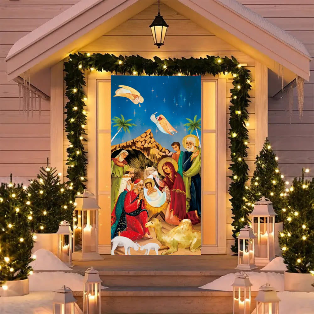 Christianartworkshop Vibrant Nativity Scene Door Curtain: Angels, Wise Men & Holy Family - image 5
