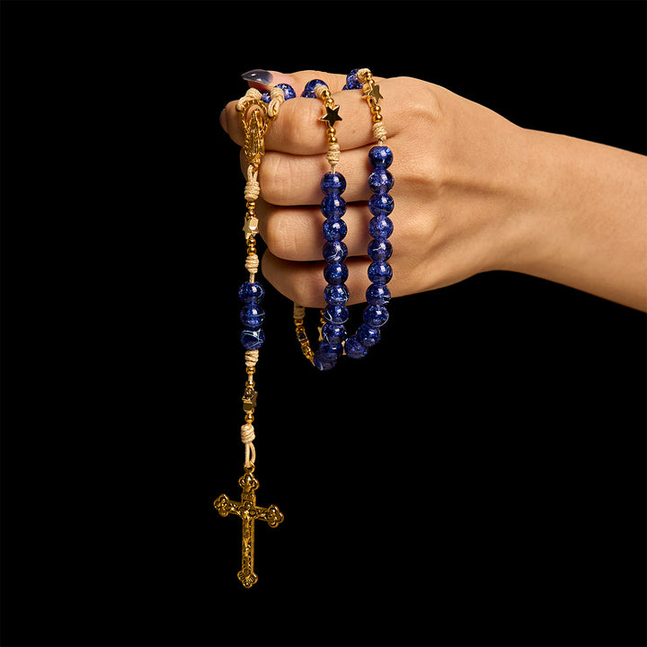 Christianartworkshop Elegant Purple Bead with Glittering Star Christmas Rosary: Illuminate Holiday Spirit - image 1