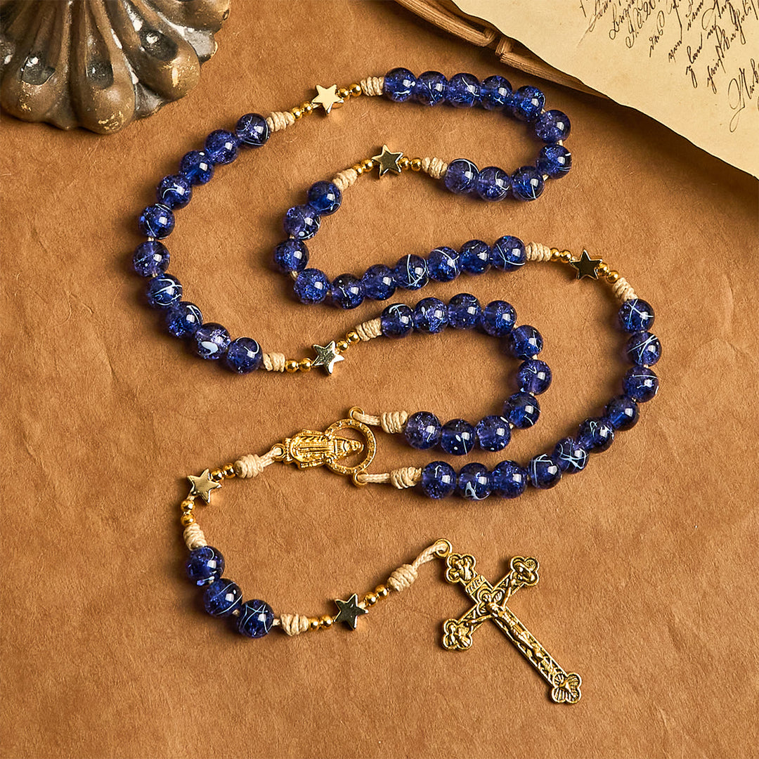 Christianartworkshop Elegant Purple Bead with Glittering Star Christmas Rosary: Illuminate Holiday Spirit - image 3