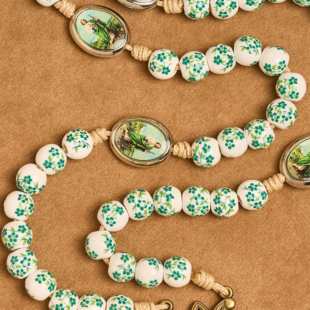 Christianartworkshop Graceful Green Floral Beads Marian Rosary with St. Jude Charm - image 7