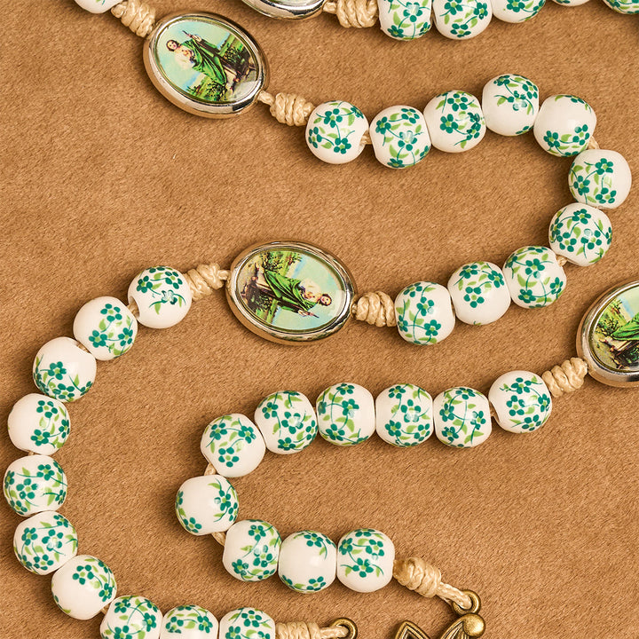 Christianartworkshop Graceful Green Floral Beads Marian Rosary with St. Jude Charm - image 7