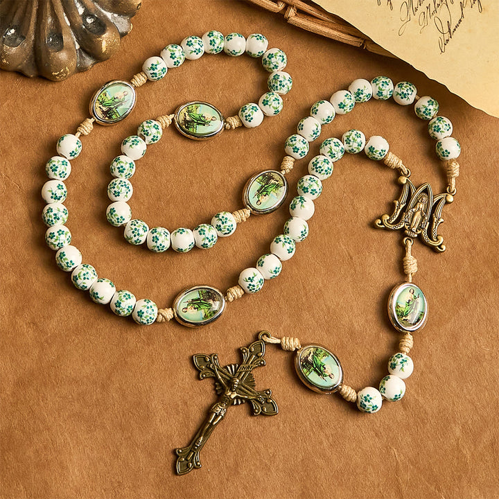 Christianartworkshop Graceful Green Floral Beads Marian Rosary with St. Jude Charm - image 6