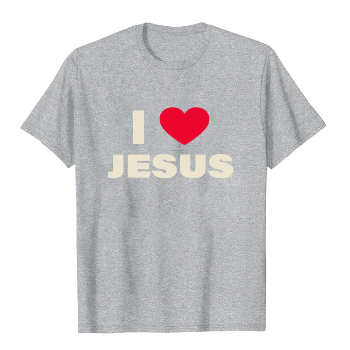 Christianartworkshop I Love Jesus Unisex T-shirt - Grey - 2XL - image 3