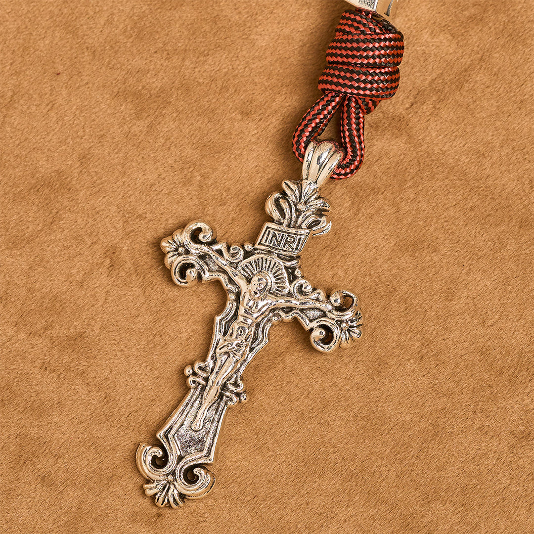 Christianartworkshop Warrior's Devotion Deep Red Paracord Rosary with St. Michael the Archangel - image 9