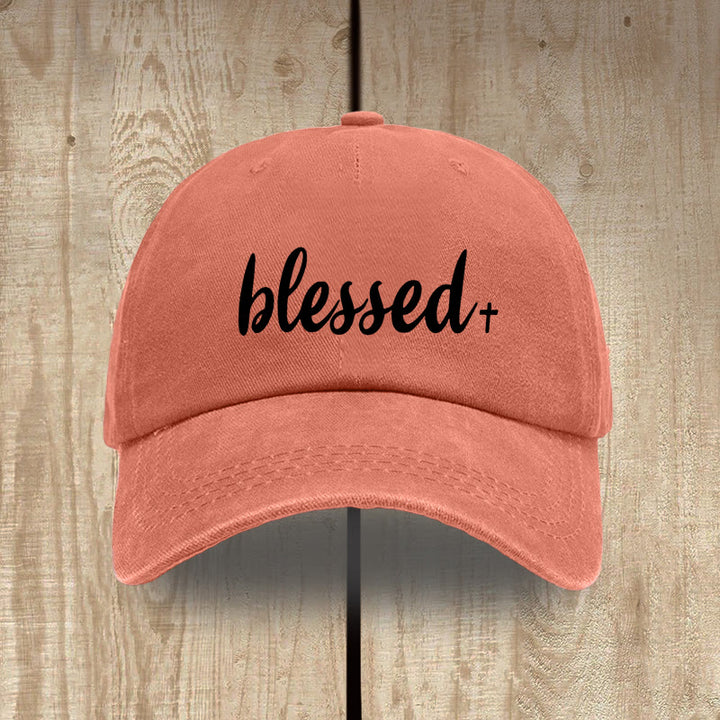 Christianartworkshop Streetwear Style Blessed Unisex Distressed Washed Cotton Hat - Orange - image 15