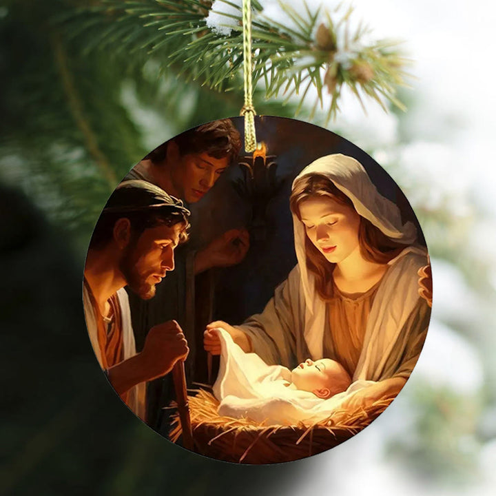 Christianartworkshop 3 Realistic Oil Painting Style Nativity Blessing Ornaments - image 4