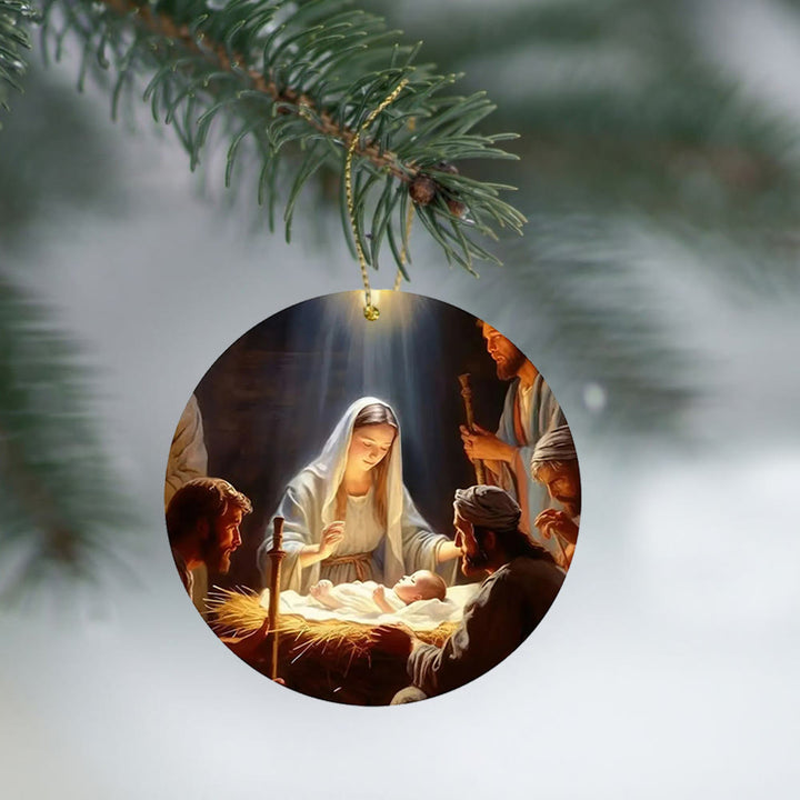 Christianartworkshop 3 Realistic Oil Painting Style Nativity Blessing Ornaments - image 12
