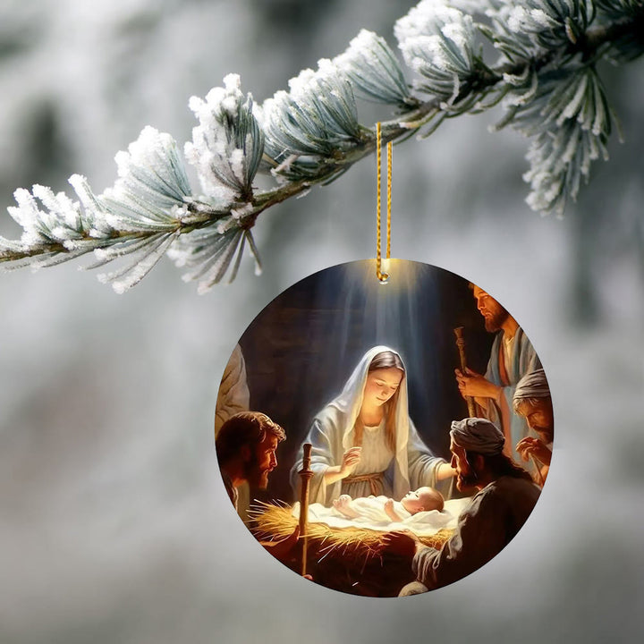 Christianartworkshop 3 Realistic Oil Painting Style Nativity Blessing Ornaments - image 13