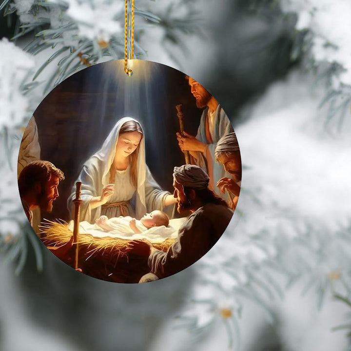 Christianartworkshop 3 Realistic Oil Painting Style Nativity Blessing Ornaments - image 11