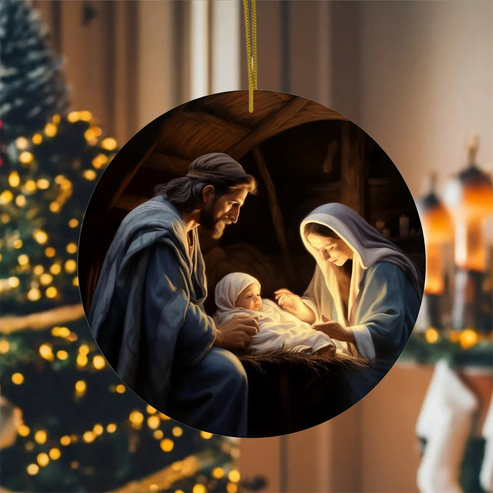 Christianartworkshop 3 Realistic Oil Painting Style Nativity Blessing Ornaments - Style 3 - Acrylic - image 15
