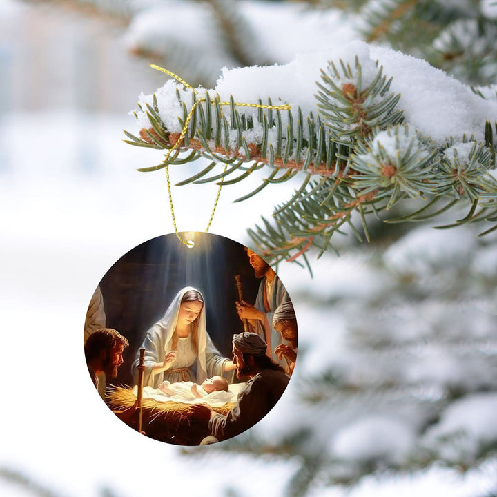 Christianartworkshop 3 Realistic Oil Painting Style Nativity Blessing Ornaments - image 14