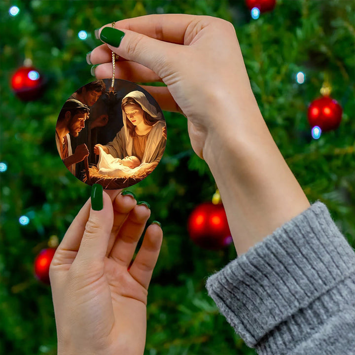 Christianartworkshop 3 Realistic Oil Painting Style Nativity Blessing Ornaments - image 6