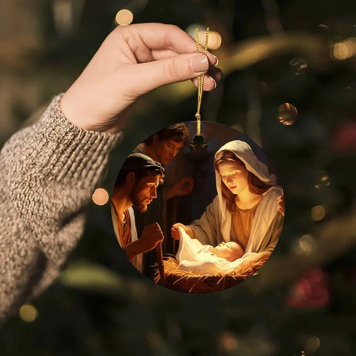 Christianartworkshop 3 Realistic Oil Painting Style Nativity Blessing Ornaments - image 8