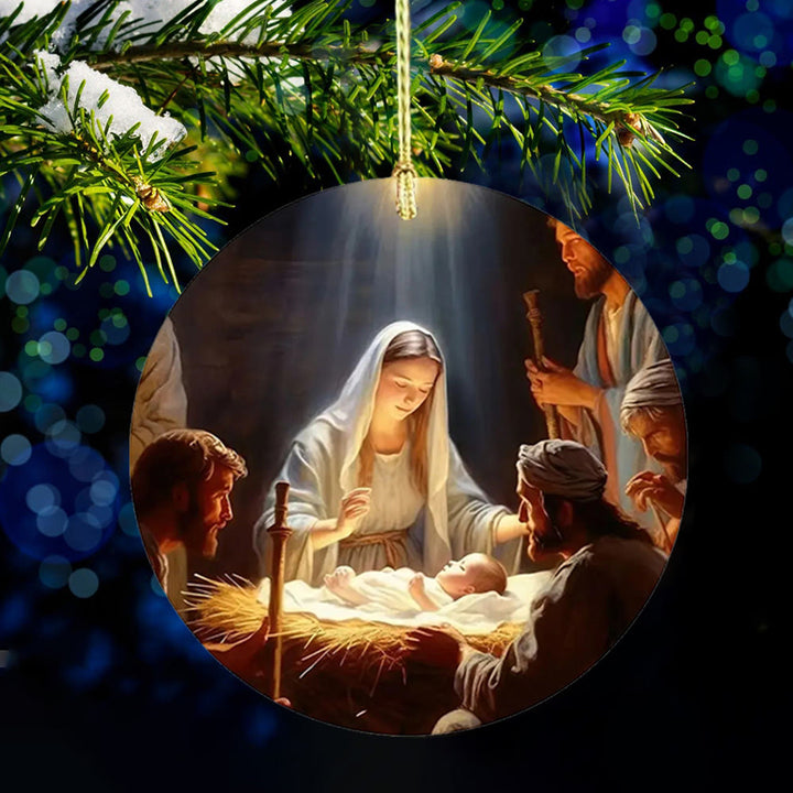 Christianartworkshop 3 Realistic Oil Painting Style Nativity Blessing Ornaments - Style 2 - Acrylic - image 10