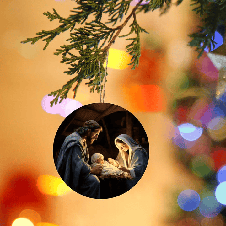 Christianartworkshop 3 Realistic Oil Painting Style Nativity Blessing Ornaments - image 17
