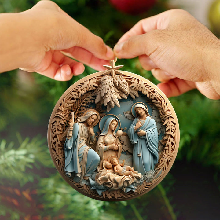 Christianartworkshop Retro Style Nativity Christmas Hanging Ornaments B - image 3