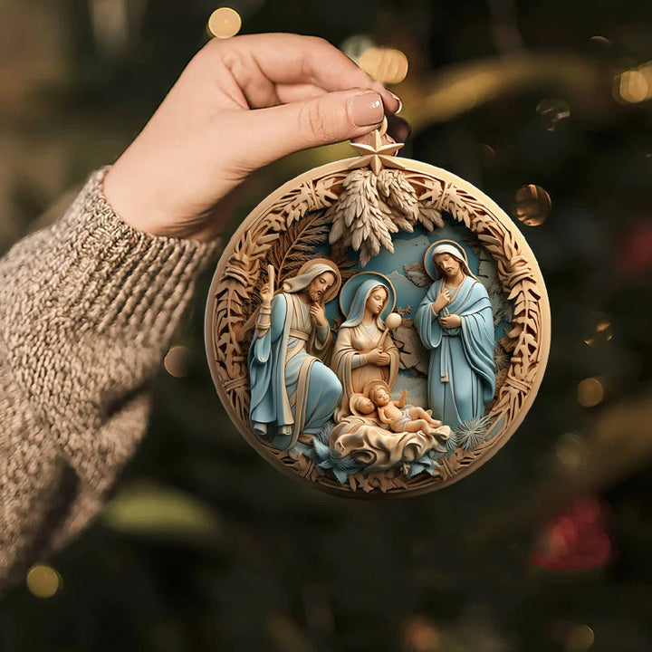 Christianartworkshop Retro Style Nativity Christmas Hanging Ornaments B - image 2