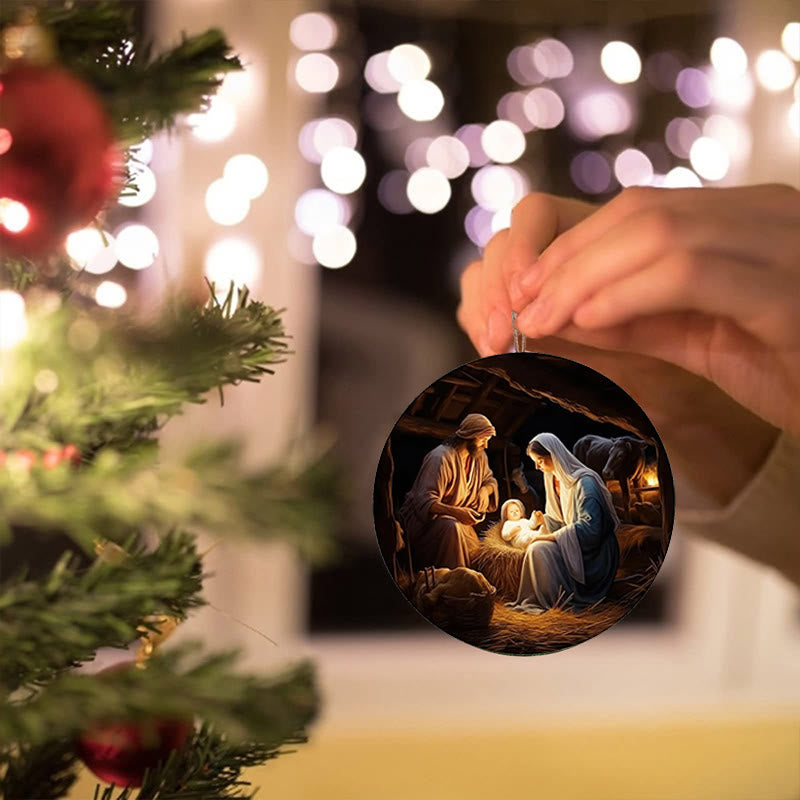 Christianartworkshop Realistic Styles Jesus Born Christmas Hanging Ornaments B - image 4