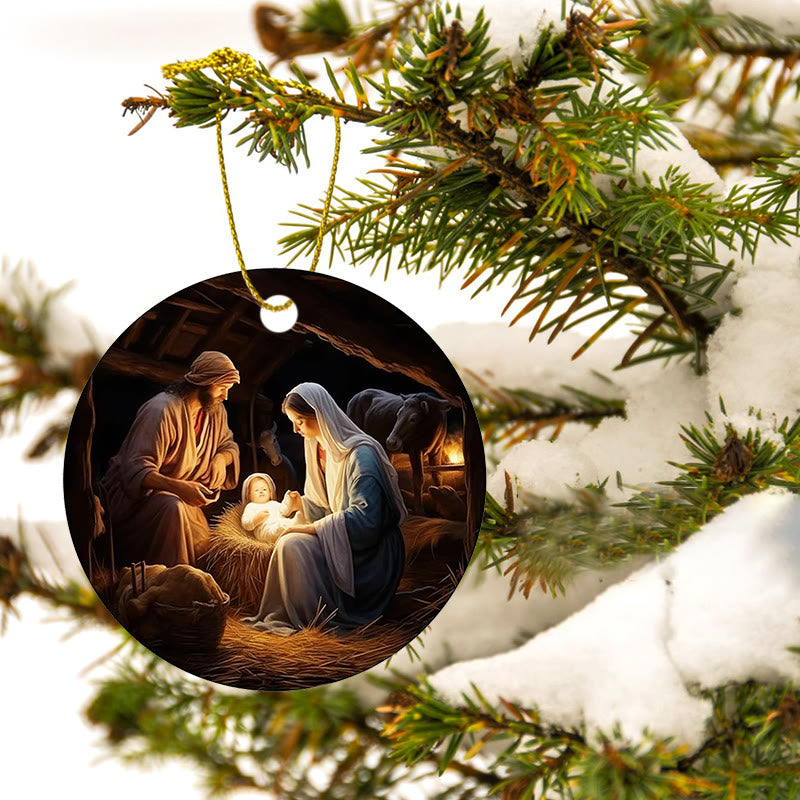 Christianartworkshop Realistic Styles Jesus Born Christmas Hanging Ornaments B - image 5
