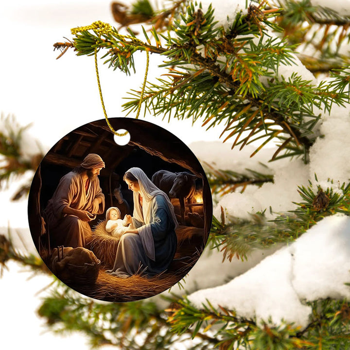 Christianartworkshop Realistic Styles Jesus Born Christmas Hanging Ornaments B - image 5
