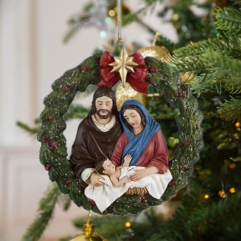 Christianartworkshop Colored Resin Model Style Holy Family Christmas Parasite Ornaments - image 1