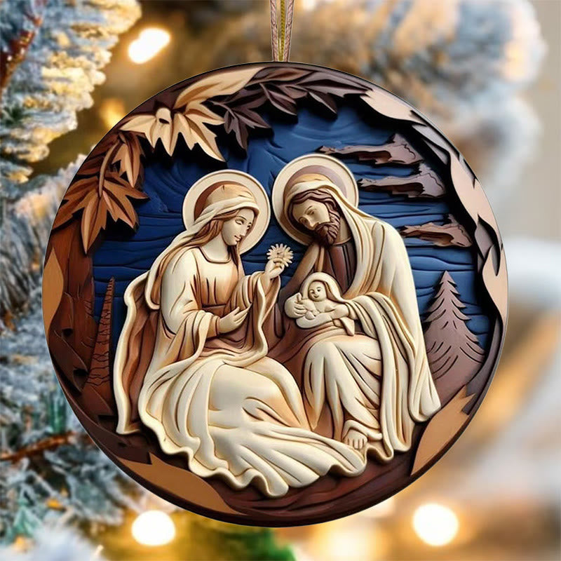Christianartworkshop Retro Nativity Christmas Hanging Ornaments C - Ceramics - image 1