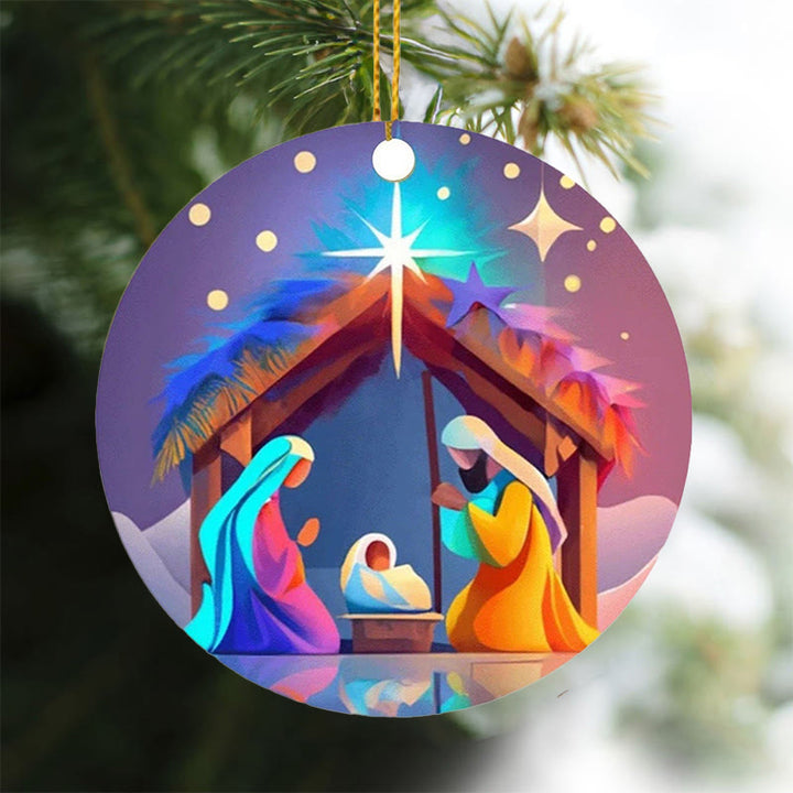 Christianartworkshop Abstract Cartoon Style Nativity Blessing Christmas Hanging Ornaments C - image 3