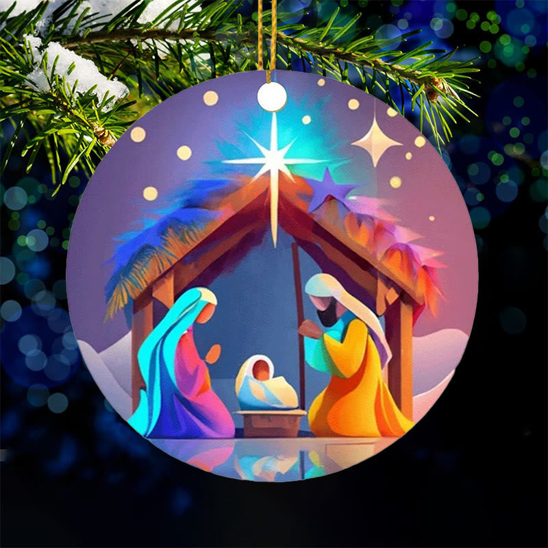 Christianartworkshop Abstract Cartoon Style Nativity Blessing Christmas Hanging Ornaments C - image 5