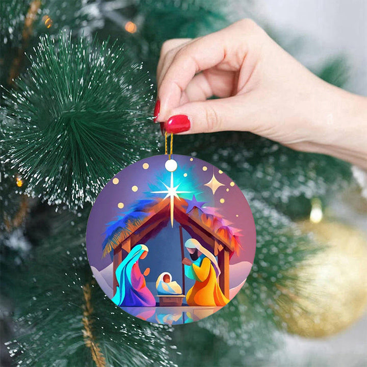 Christianartworkshop Abstract Cartoon Style Nativity Blessing Christmas Hanging Ornaments C - image 2