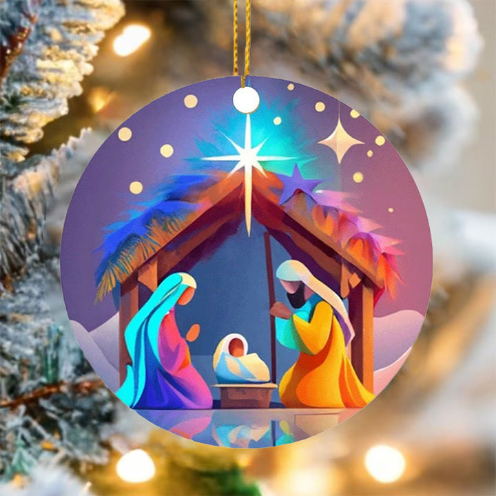 Christianartworkshop Abstract Cartoon Style Nativity Blessing Christmas Hanging Ornaments C - image 4