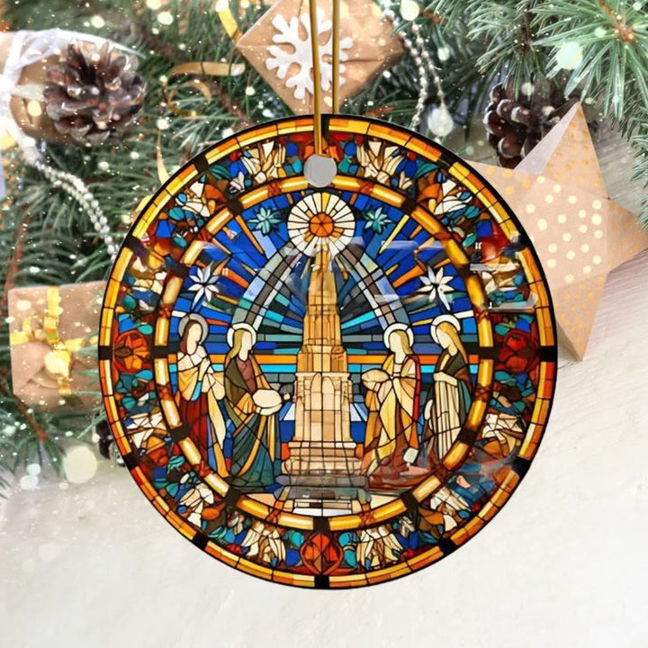 Christianartworkshop Stained Glass Styles Christian Element Hanging Ornaments C - Ceramics - image 1