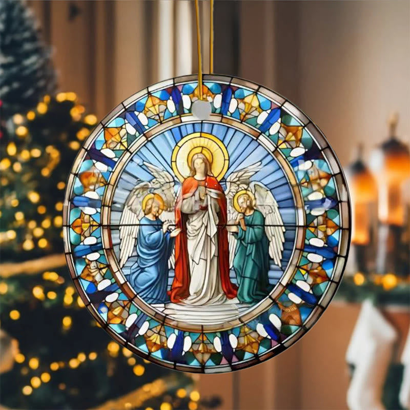 Christianartworkshop Stained Glass Styles Christian Element Hanging Ornaments D - Ceramics - image 1