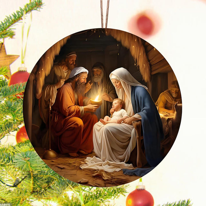 Christianartworkshop Realistic Styles Jesus Born Christmas Hanging Ornaments C - image 2