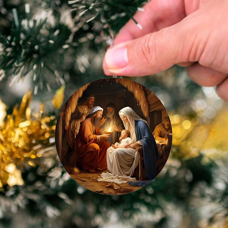 Christianartworkshop Realistic Styles Jesus Born Christmas Hanging Ornaments C - image 4