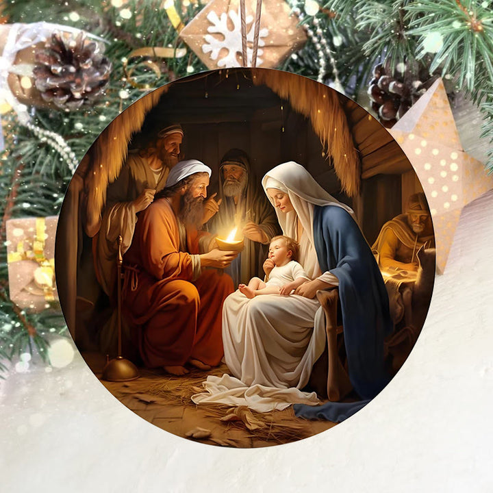 Christianartworkshop Realistic Styles Jesus Born Christmas Hanging Ornaments C - Ceramics - image 1