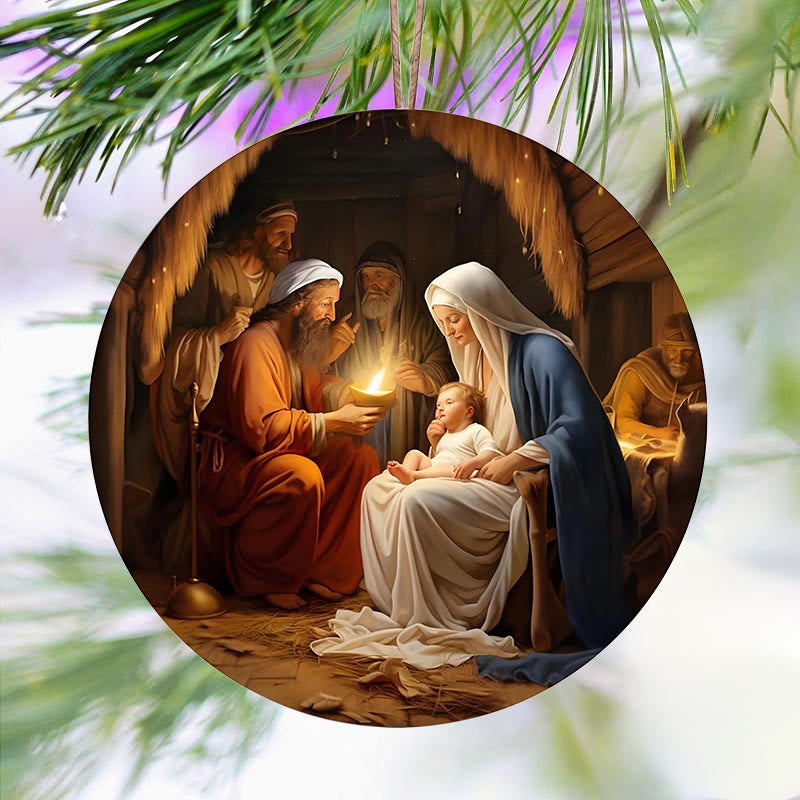 Christianartworkshop Realistic Styles Jesus Born Christmas Hanging Ornaments C - image 5