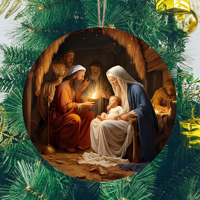 Christianartworkshop Realistic Styles Jesus Born Christmas Hanging Ornaments C - image 3
