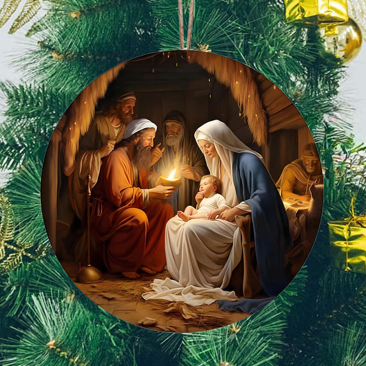 Christianartworkshop Realistic Styles Jesus Born Christmas Hanging Ornaments C - image 3