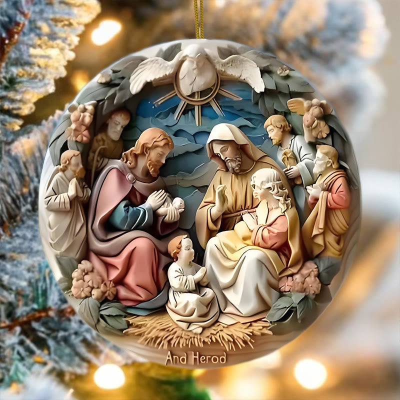 Christianartworkshop Classic Colored Style Nativity Scene Acrylic Christmas Nativity Hanging Ornaments - image 1