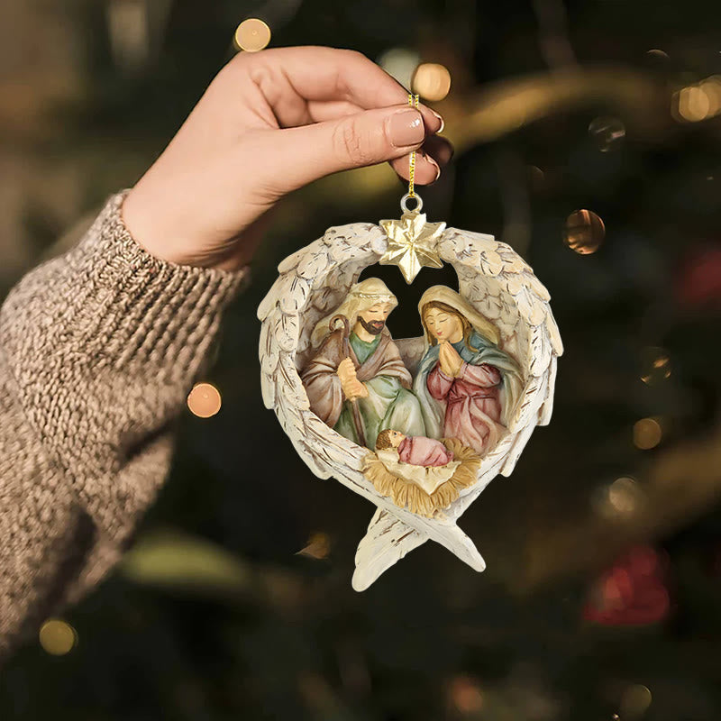 Christianartworkshop Classic Style Nativity Scene Angels Wings Star Christmas Nativity Hanging Ornaments - image 6