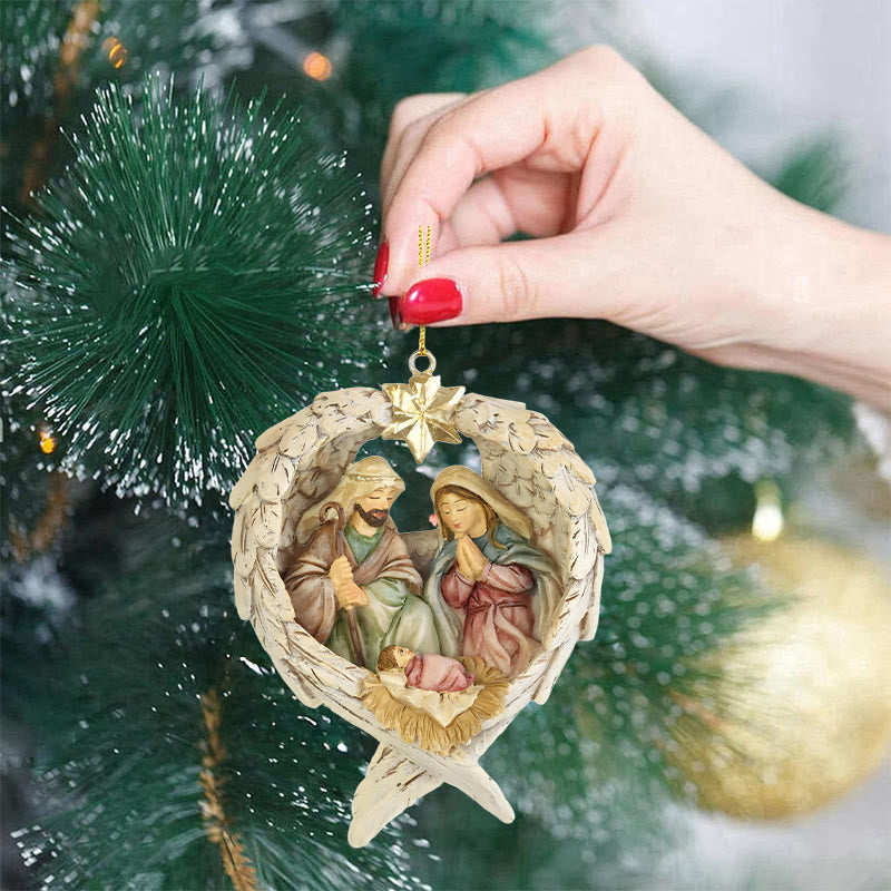 Christianartworkshop Classic Style Nativity Scene Angels Wings Star Christmas Nativity Hanging Ornaments - image 10