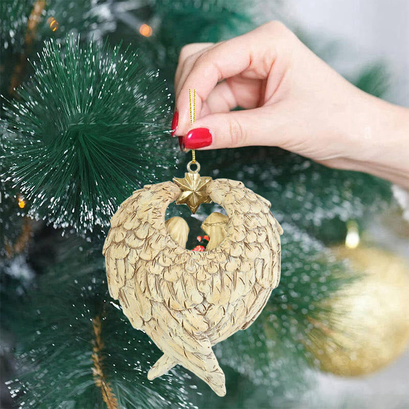Christianartworkshop Classic Style Nativity Scene Angels Wings Star Christmas Nativity Hanging Ornaments - image 11