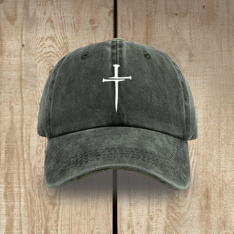 Christianartworkshop Minimalist Three Nails Cross Hat: Simplicity Meets Salvation - Grey-green - image 7