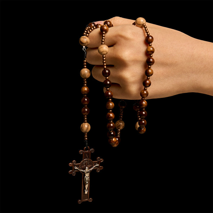 Christianartworkshop Artisan Wooden Rosary: Earth - Toned Beads & Jesus Crucifix - image 1