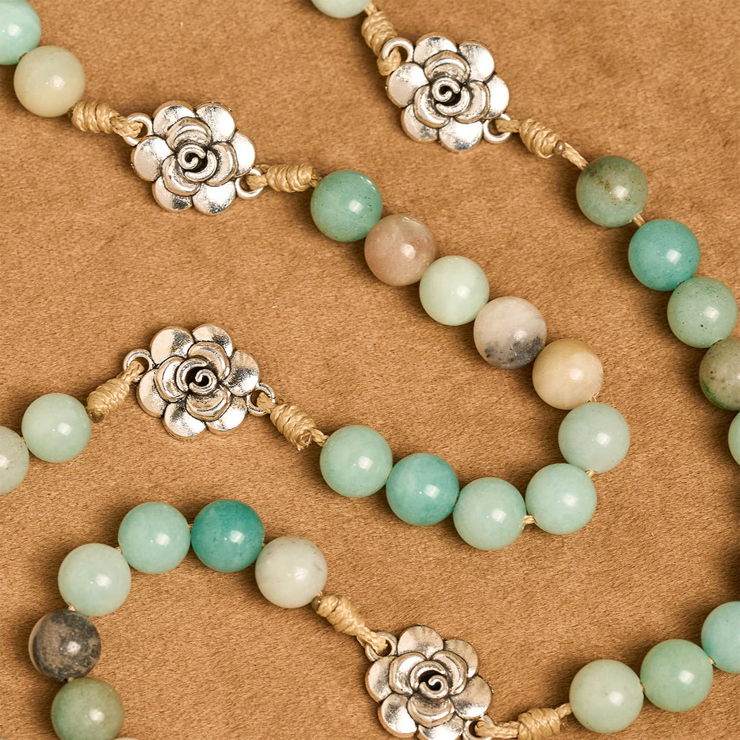 Christianartworkshop Tranquil Green Bead with Flower Charms Rosary: Full of Serenity and Blessing - image 8