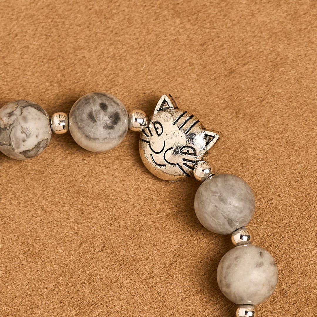 Christianartworkshop Light Grey Tabby Cat Prayer Rosary: Prayerful Care for Stray Cats Bracelet, Animal Rosary - image 15