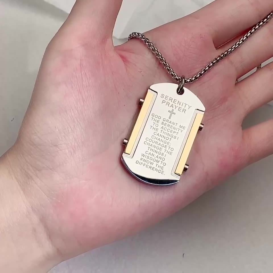 Christianartworkshop Stainless Steel Tri - Color Serenity Prayer Cross Necklace: Timeless Devotion - image 1