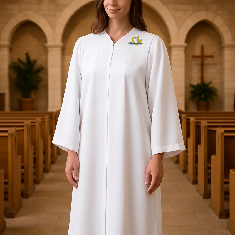 Christianartworkshop Dove of the Holy Spirit Clergy Robe in White: Embrace Purity and Divine Peace - 3XL - image 0