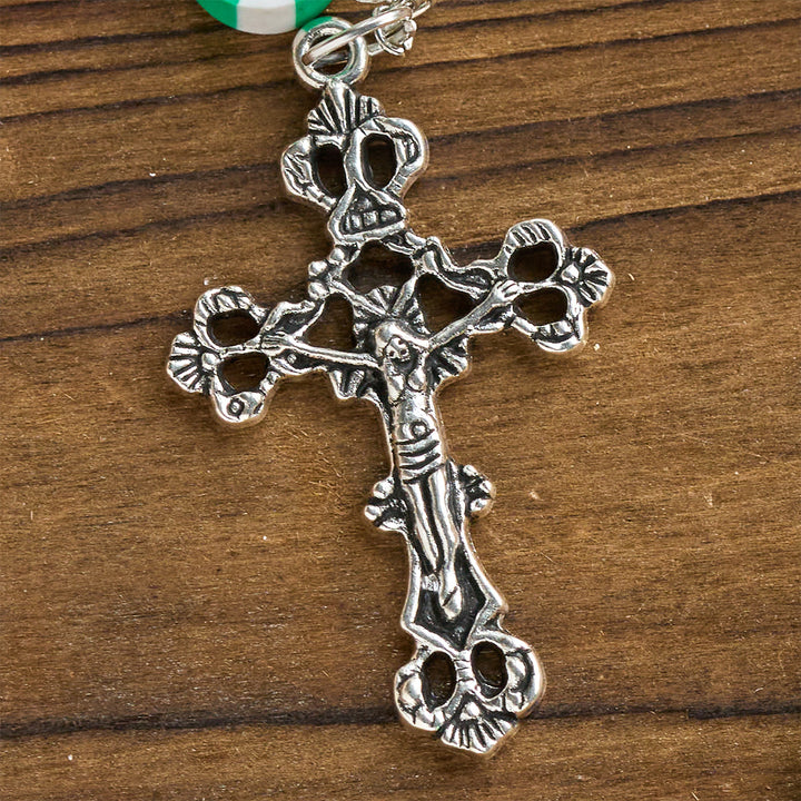 Christianartworkshop Christmas Gift: Festive Christmas Rosary: Red - Green Beads, Candy Shapes & Crucifix - image 12